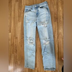 American Eagle Outfitters Light Wash Distressed Straight Jeans